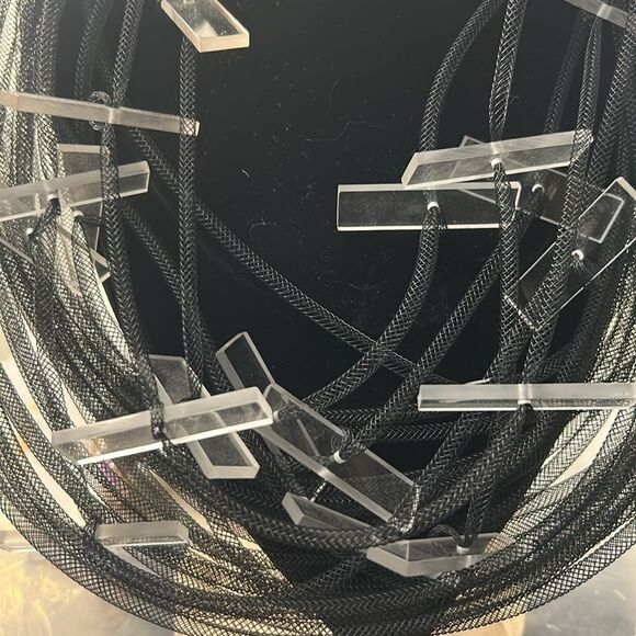 Christina Brampti 12 Inch Statement Necklace With Black Mesh & Plexiglass - Picture 3 of 4